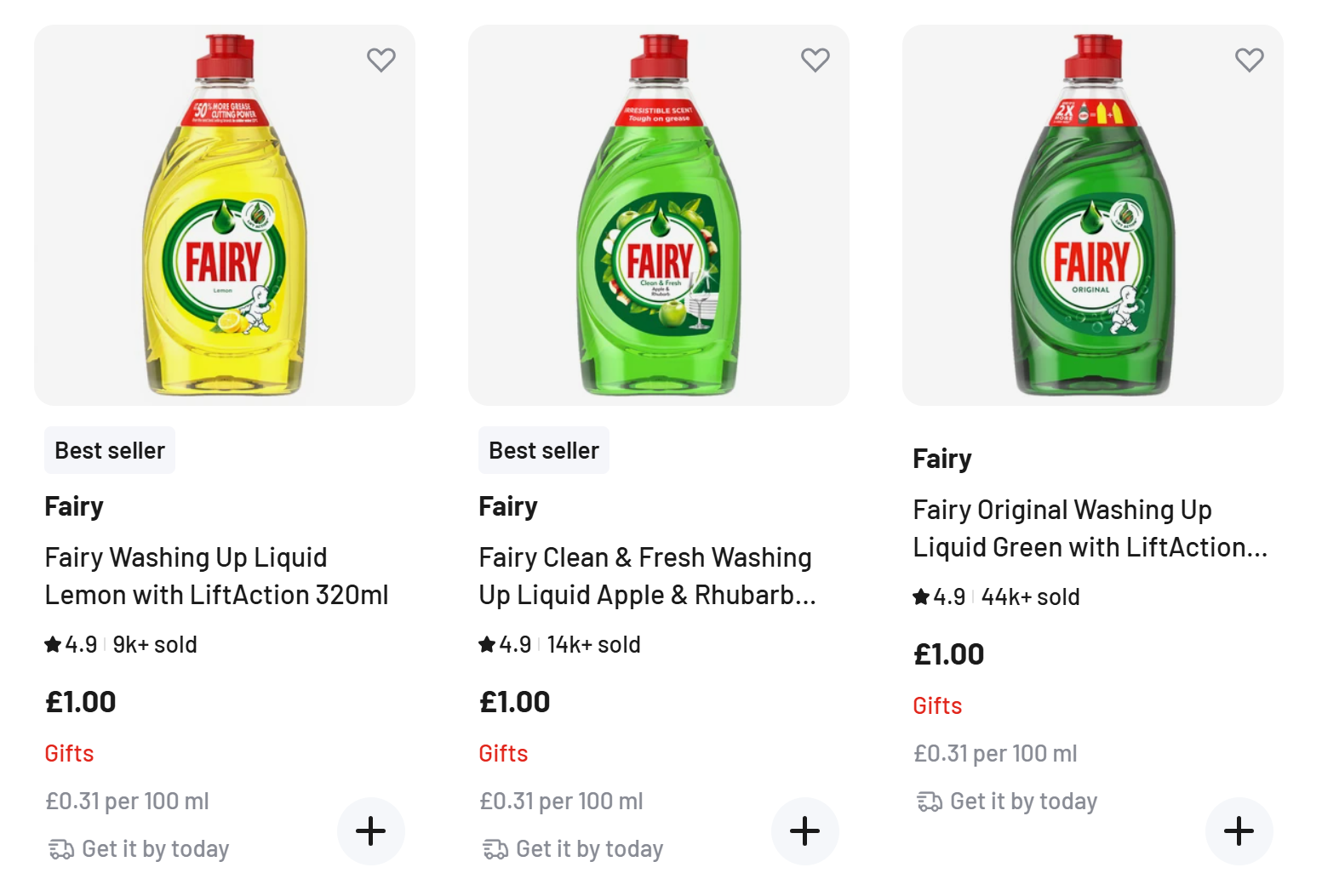 Fairy Washing Up Liquid £1 Offer Screenshot